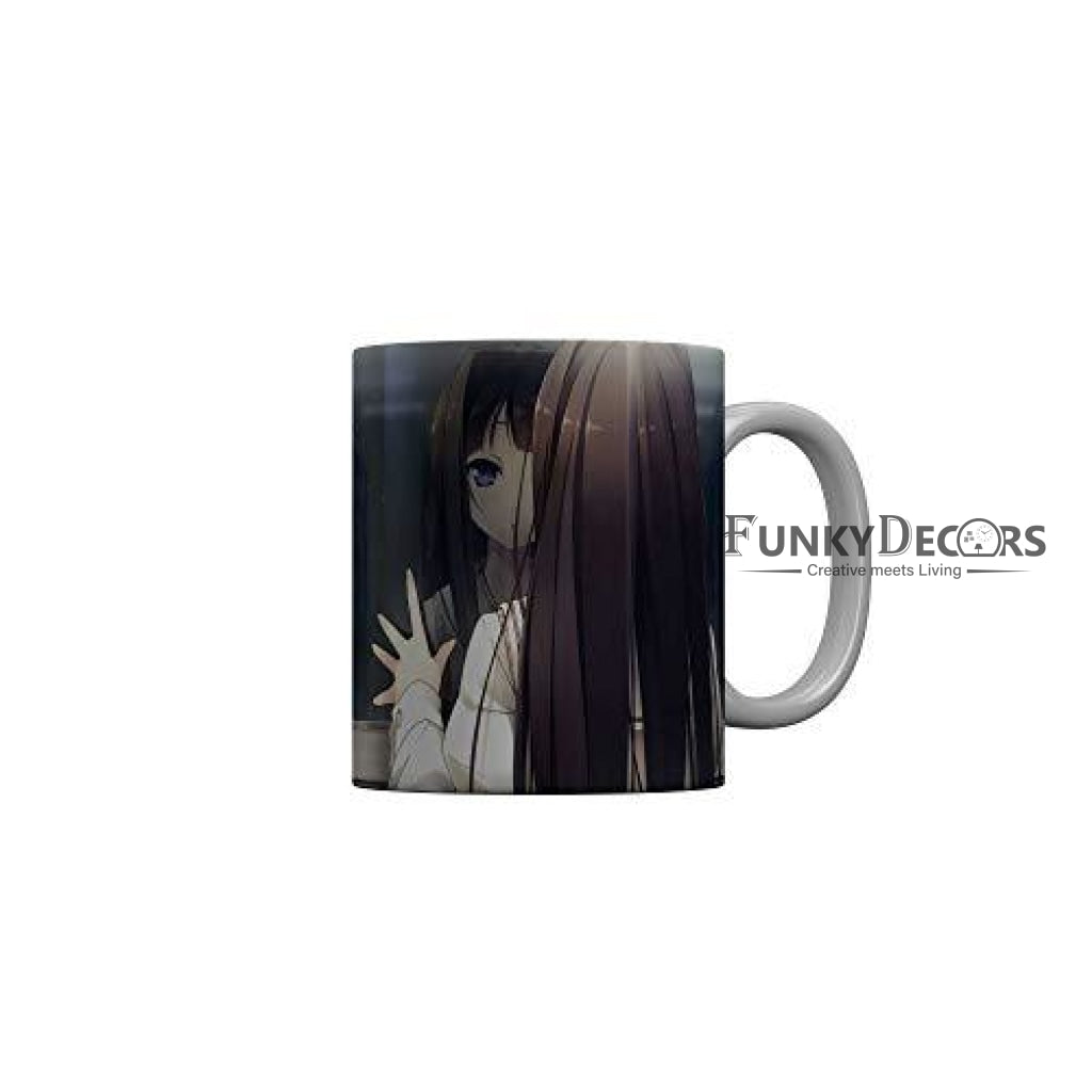 Funkydecors Anime Girl Gothic Cat Ceramic Mug 350 Ml Multicolor Mugs