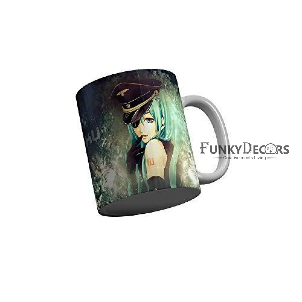 Funkydecors Anime Girl Gothic Cat Ceramic Mug 350 Ml Multicolor Mugs