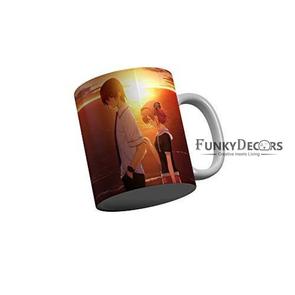 Funkydecors Anime Girl Gothic Cat Ceramic Mug 350 Ml Multicolor Mugs