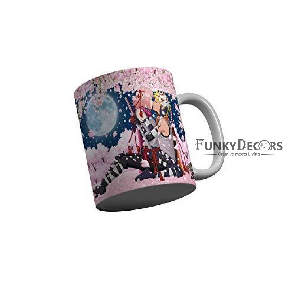 Funkydecors Anime Girl Gothic Cat Ceramic Mug 350 Ml Multicolor Mugs