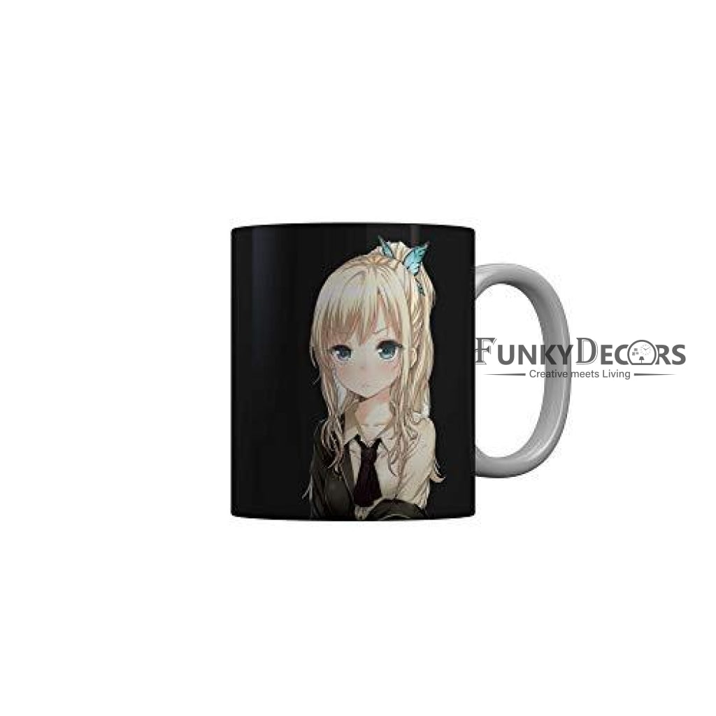 Funkydecors Anime Girl Gothic Cat Ceramic Mug 350 Ml Multicolor Mugs