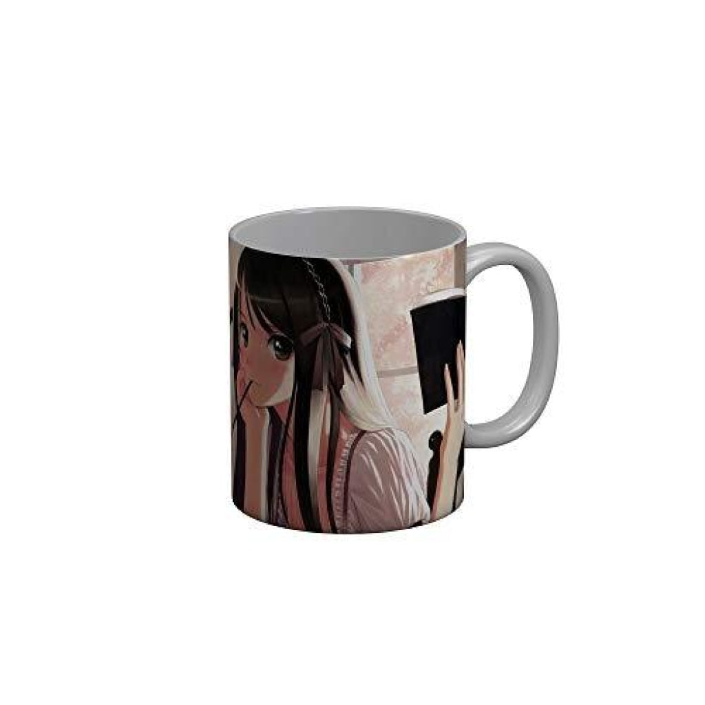 Funkydecors Anime Girl Gothic Cat Ceramic Mug 350 Ml Multicolor Mugs