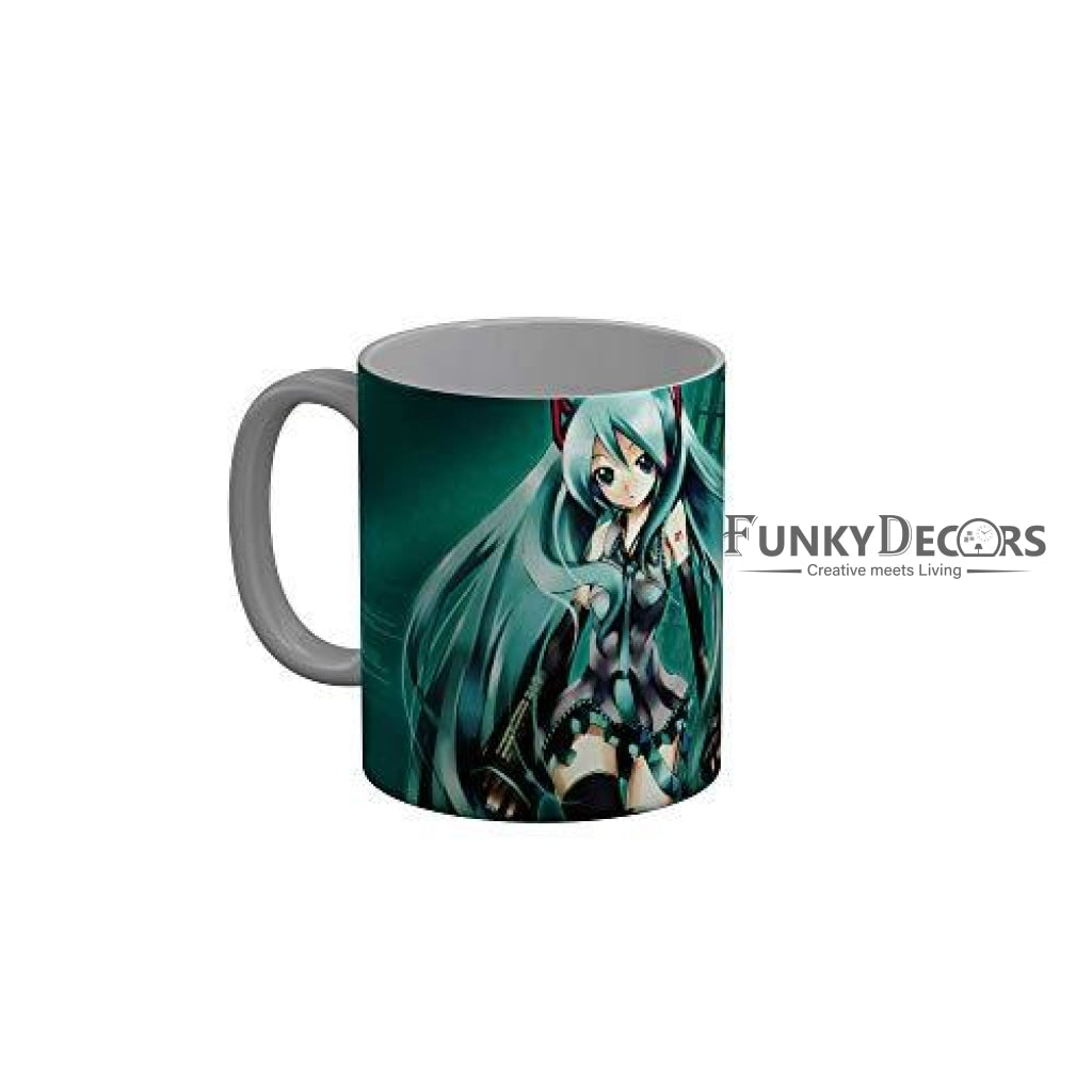 Funkydecors Anime Girl Gothic Cat Ceramic Mug 350 Ml Multicolor Mugs