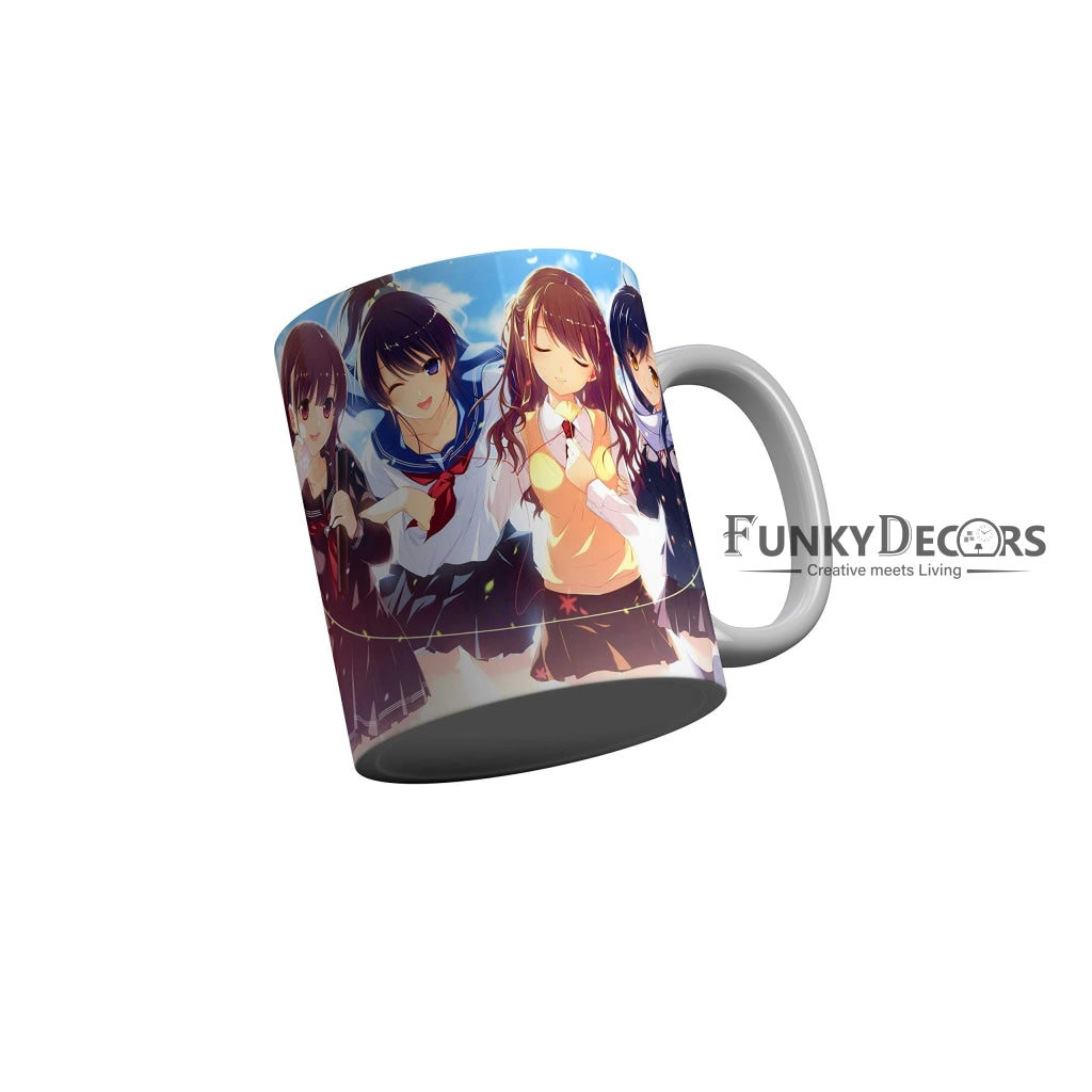 Funkydecors Anime Girl Gothic Cat Ceramic Mug 350 Ml Multicolor Mugs