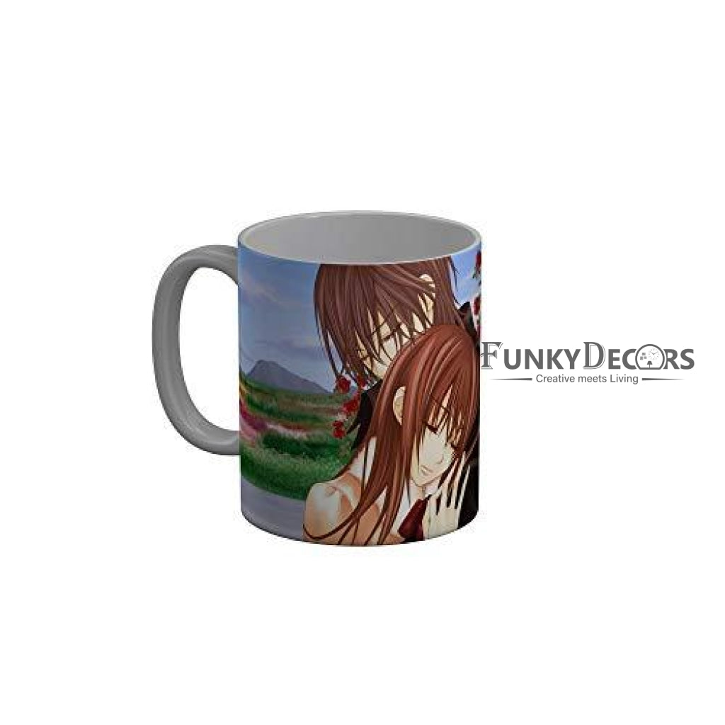 Funkydecors Anime Girl Gothic Cat Ceramic Mug 350 Ml Multicolor Mugs