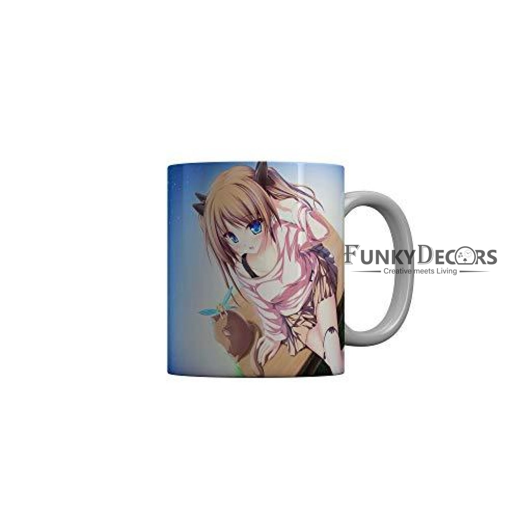 Funkydecors Anime Girl Gothic Cat Ceramic Mug 350 Ml Multicolor Mugs