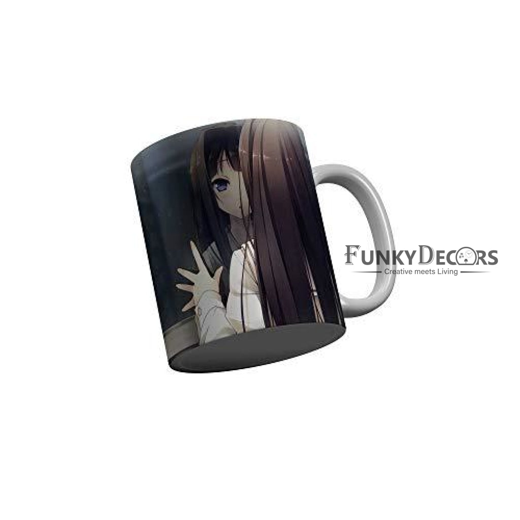 Funkydecors Anime Girl Gothic Cat Ceramic Mug 350 Ml Multicolor Mugs