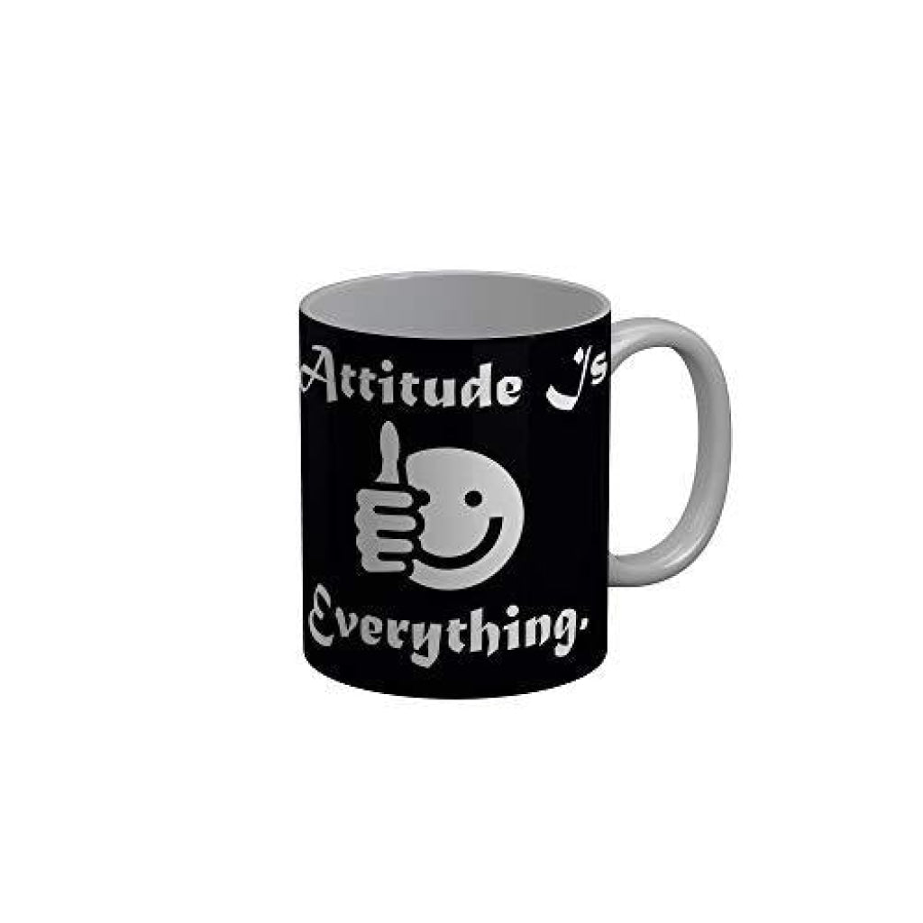 Funkydecors Attitude Vs Everything Black Funny Quotes Ceramic Coffee Mug 350 Ml Mugs