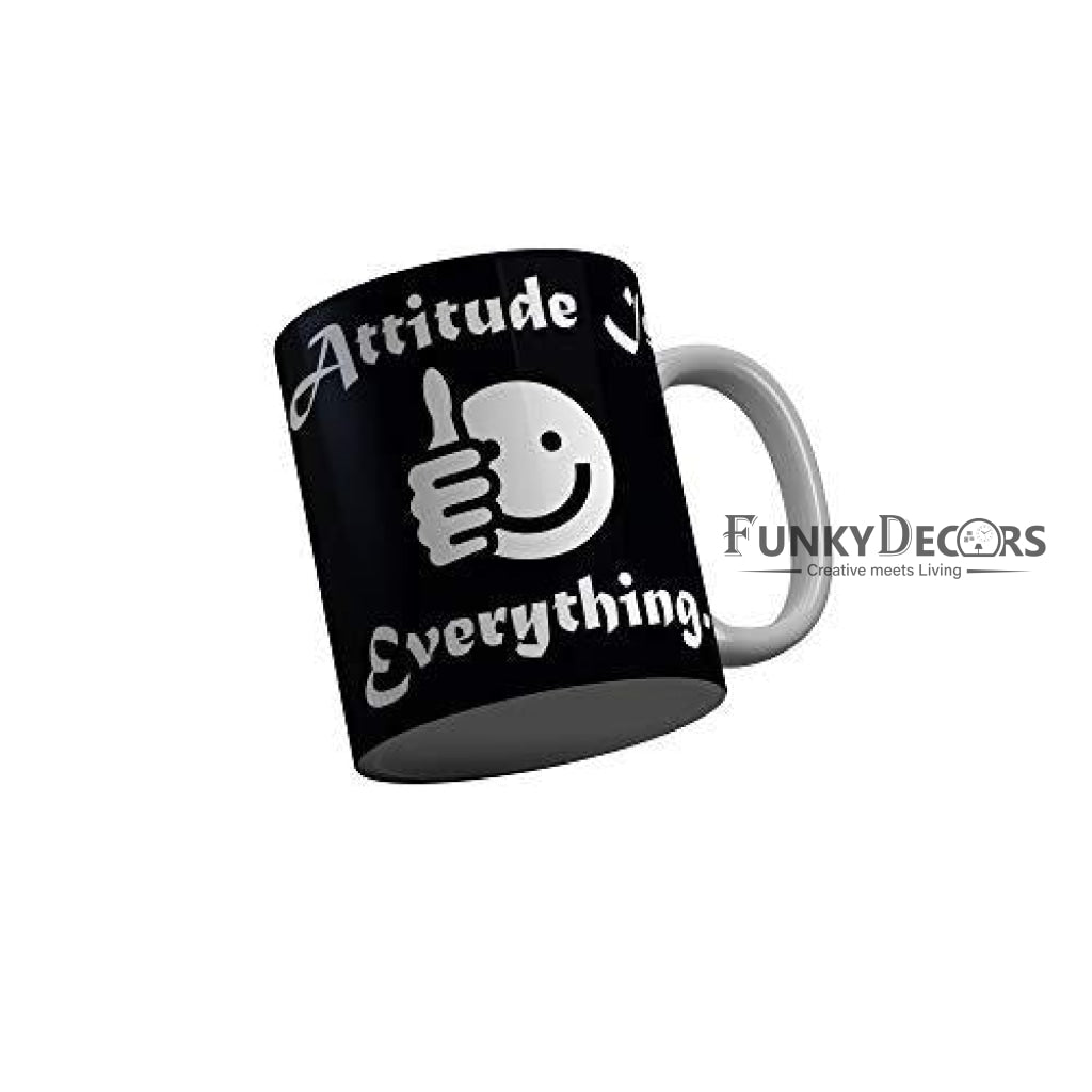 Funkydecors Attitude Vs Everything Black Funny Quotes Ceramic Coffee Mug 350 Ml Mugs
