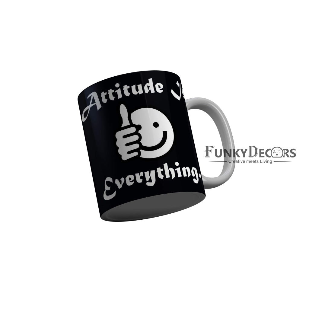 FunkyDecors Attitude Vs Everything Black Funny Quotes Ceramic Coffee Mug, 350 ml Mug FunkyDecors