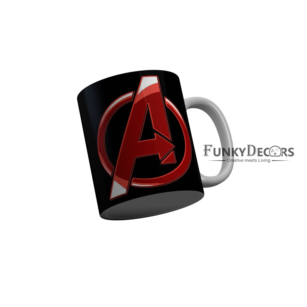 FunkyDecors Avengers Black Ceramic Coffee Mug, 350 ml