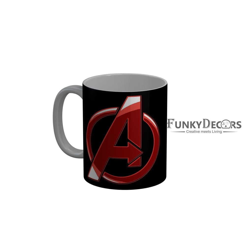 FunkyDecors Avengers Black Ceramic Coffee Mug, 350 ml