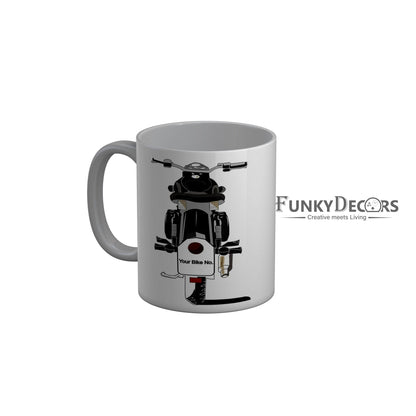 FunkyDecors Bike Grey Ceramic Coffee Mug, 350 ml