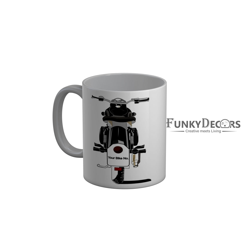 FunkyDecors Bike Grey Ceramic Coffee Mug, 350 ml