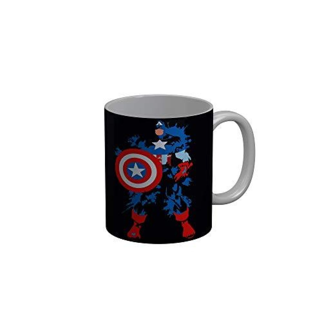 Funkydecors Captain America Black Ceramic Coffee Mug 350 Ml Mugs