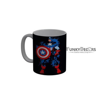 FunkyDecors Captain America Black Ceramic Coffee Mug, 350 ml