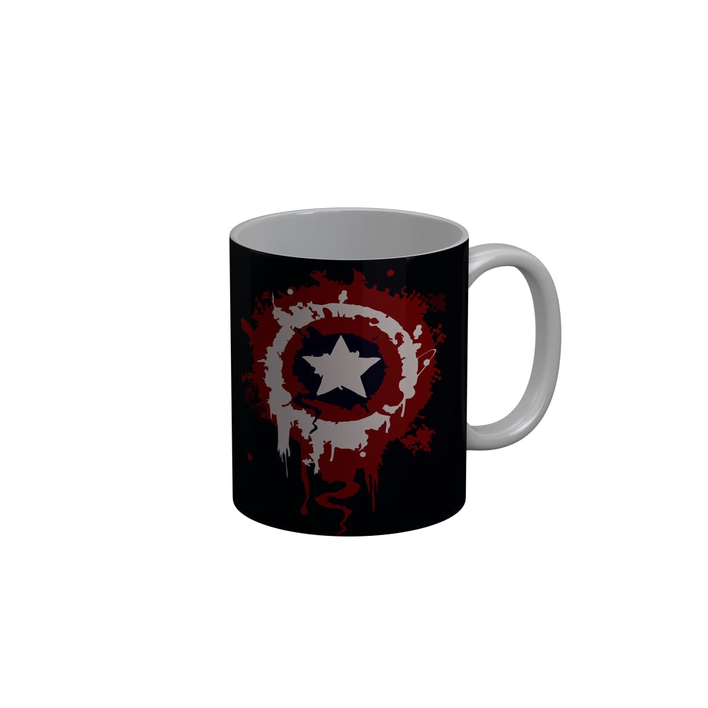FunkyDecors Captain America  Black Ceramic Coffee Mug, 350 ml