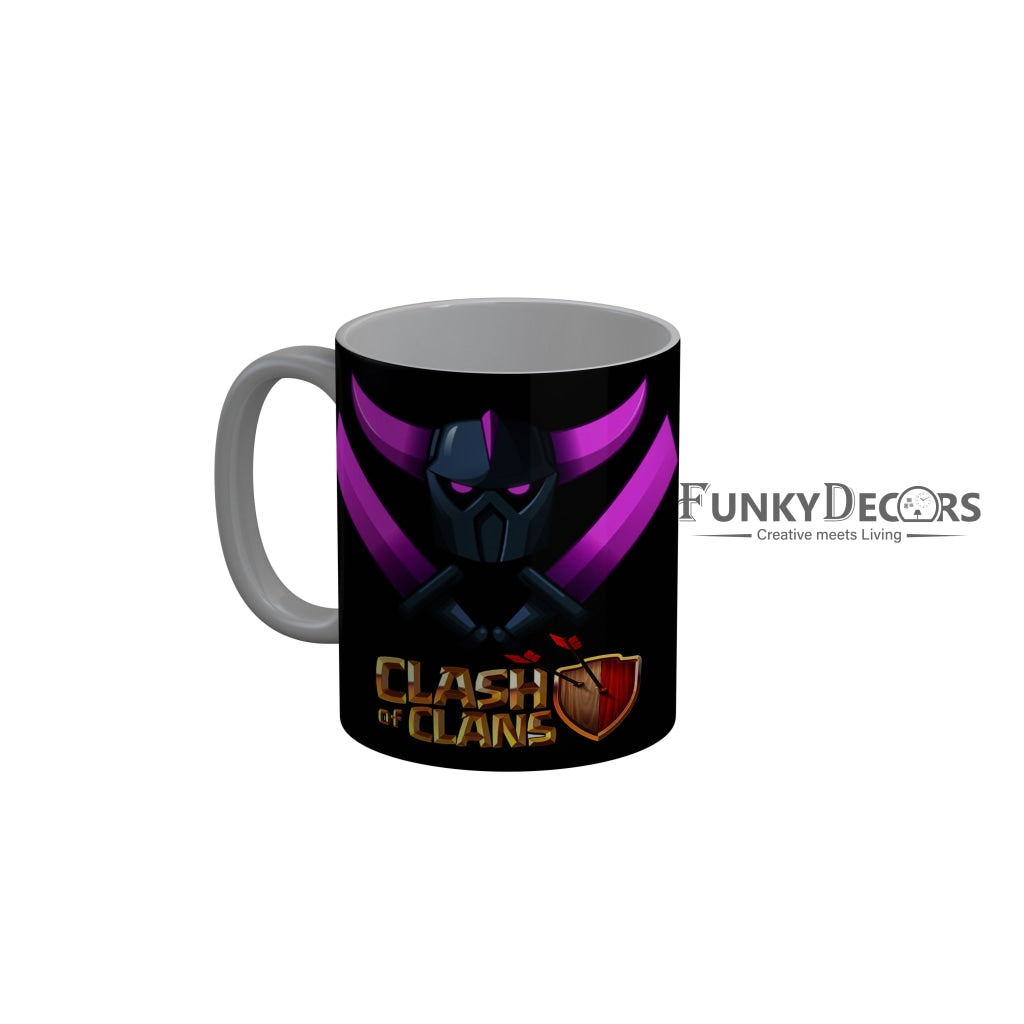 FunkyDecors Cash Of Clans Black Quotes Ceramic Coffee Mug, 350 ml