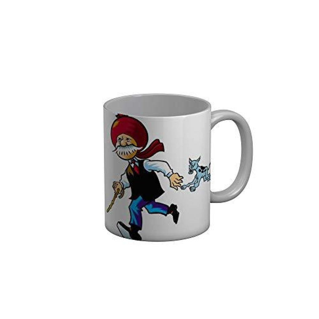 Funkydecors Chacha Choudhary Comic Cartoon Ceramic Mug 350 Ml Multicolor Mugs