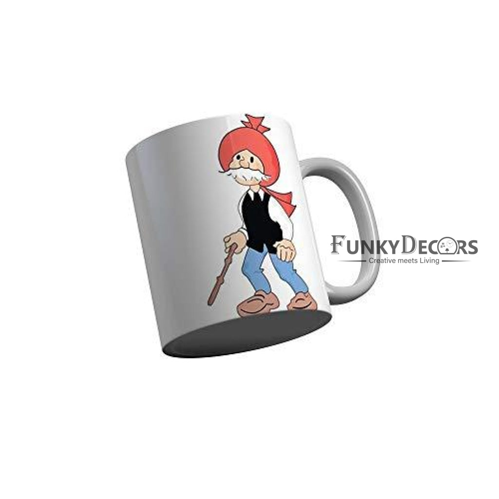 Funkydecors Chacha Choudhary Comic Cartoon Ceramic Mug 350 Ml Multicolor Mugs