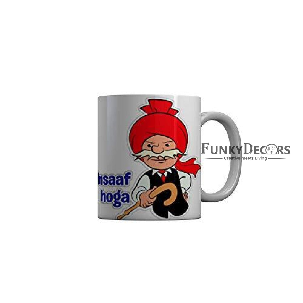 Funkydecors Chacha Choudhary Comic Cartoon Ceramic Mug 350 Ml Multicolor Mugs