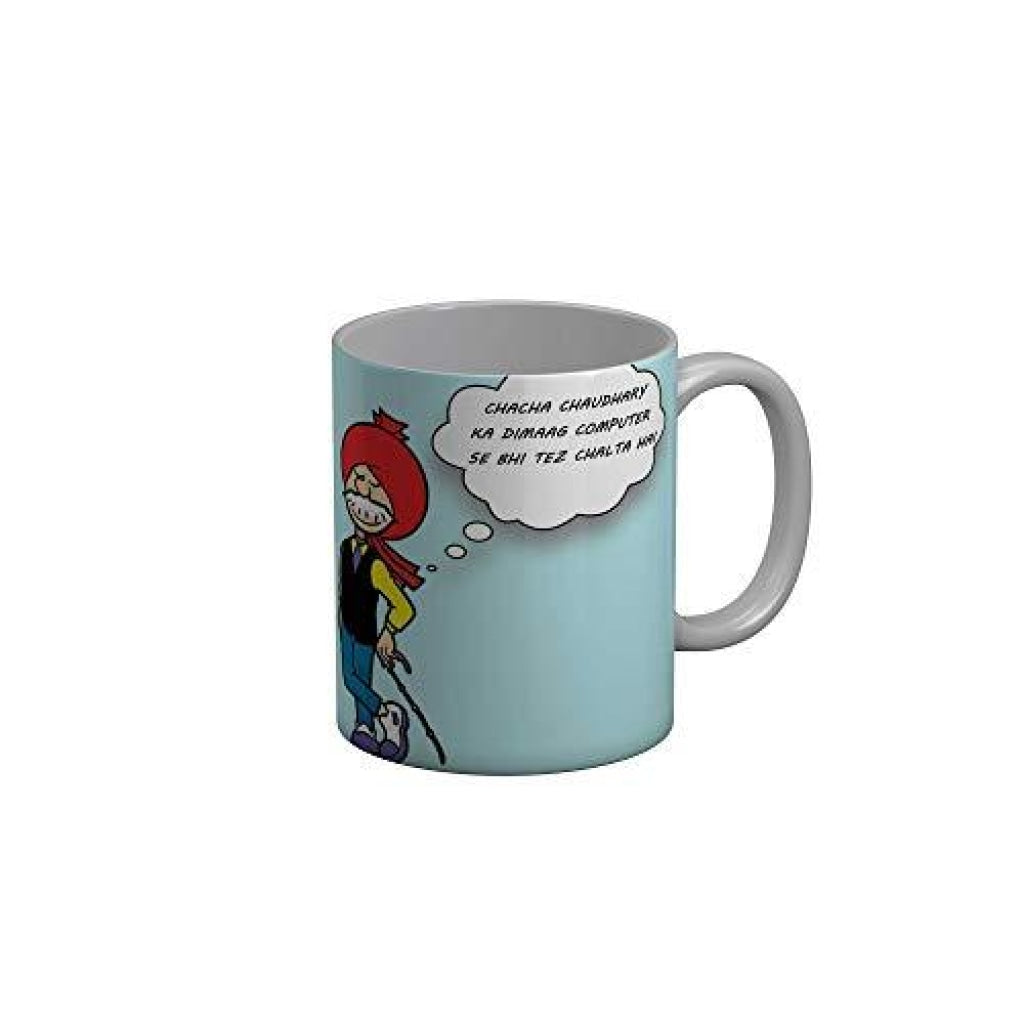 Funkydecors Chacha Choudhary Comic Cartoon Ceramic Mug 350 Ml Multicolor Mugs