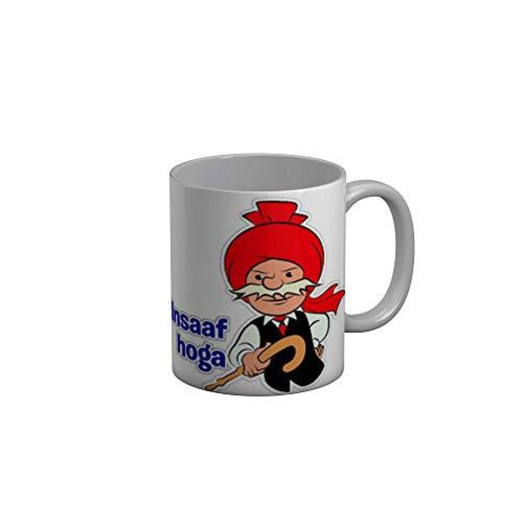 Funkydecors Chacha Choudhary Comic Cartoon Ceramic Mug 350 Ml Multicolor Mugs