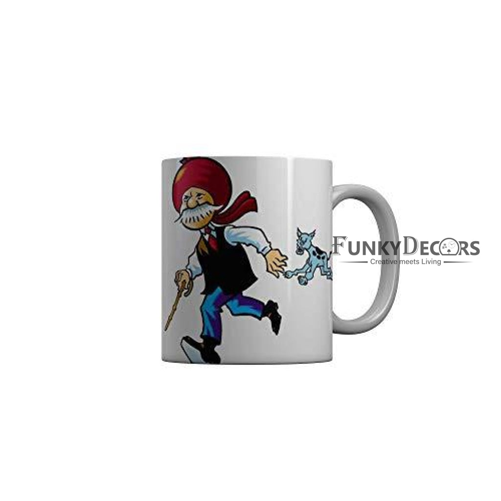 Funkydecors Chacha Choudhary Comic Cartoon Ceramic Mug 350 Ml Multicolor Mugs