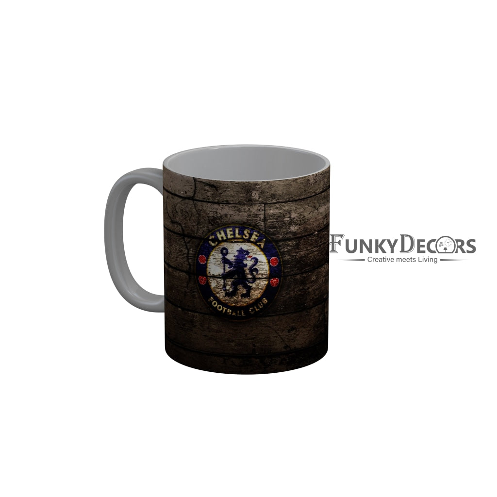 FunkyDecors Chelsea Football Club Wooden Pattern Ceramic Coffee Mug