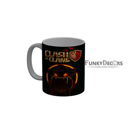 FunkyDecors Clash Of Clans Black Ceramic Coffee Mug, 350 ml