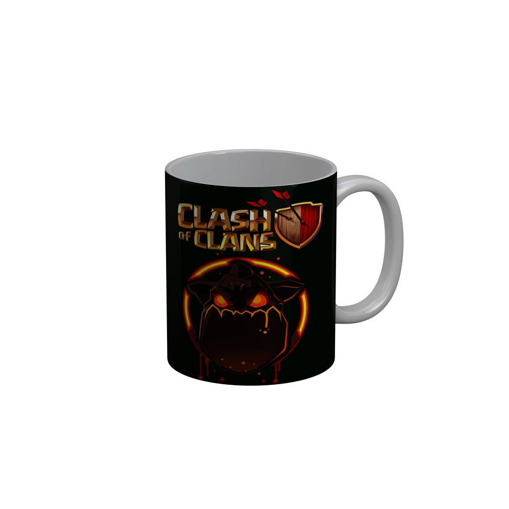 FunkyDecors Clash Of Clans Black Ceramic Coffee Mug, 350 ml