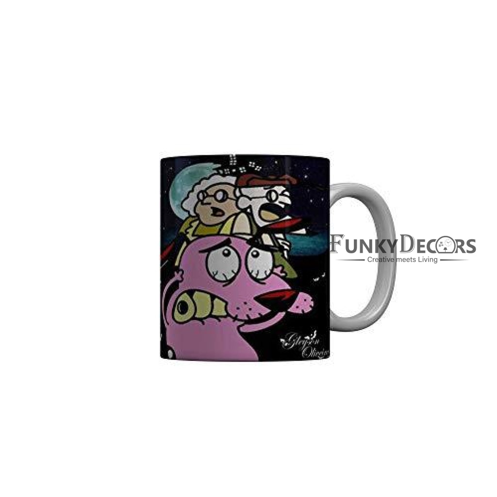 Funkydecors Courage The Cowardly Dog Cartoon Ceramic Mug 350 Ml Multicolor Mugs