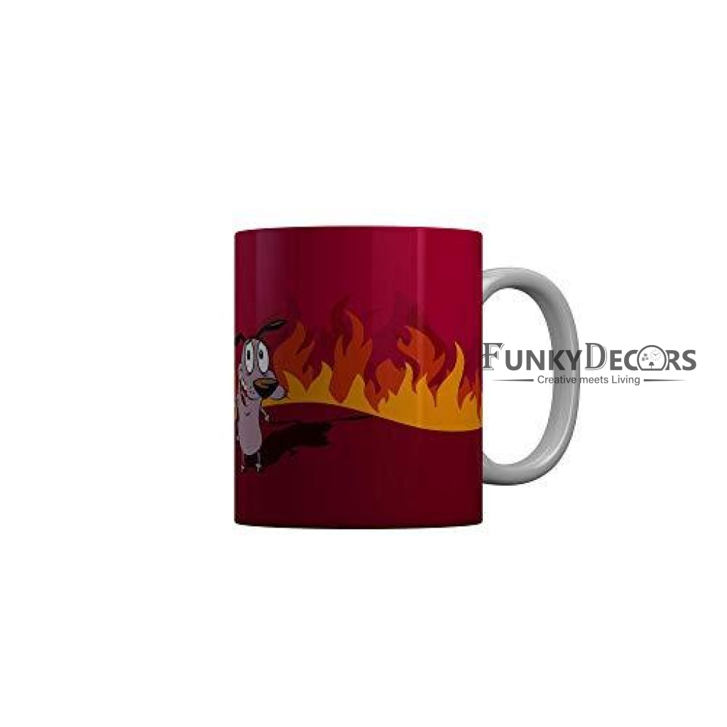 Funkydecors Courage The Cowardly Dog Cartoon Ceramic Mug 350 Ml Multicolor Mugs