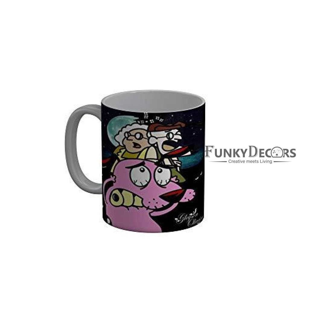 Funkydecors Courage The Cowardly Dog Cartoon Ceramic Mug 350 Ml Multicolor Mugs
