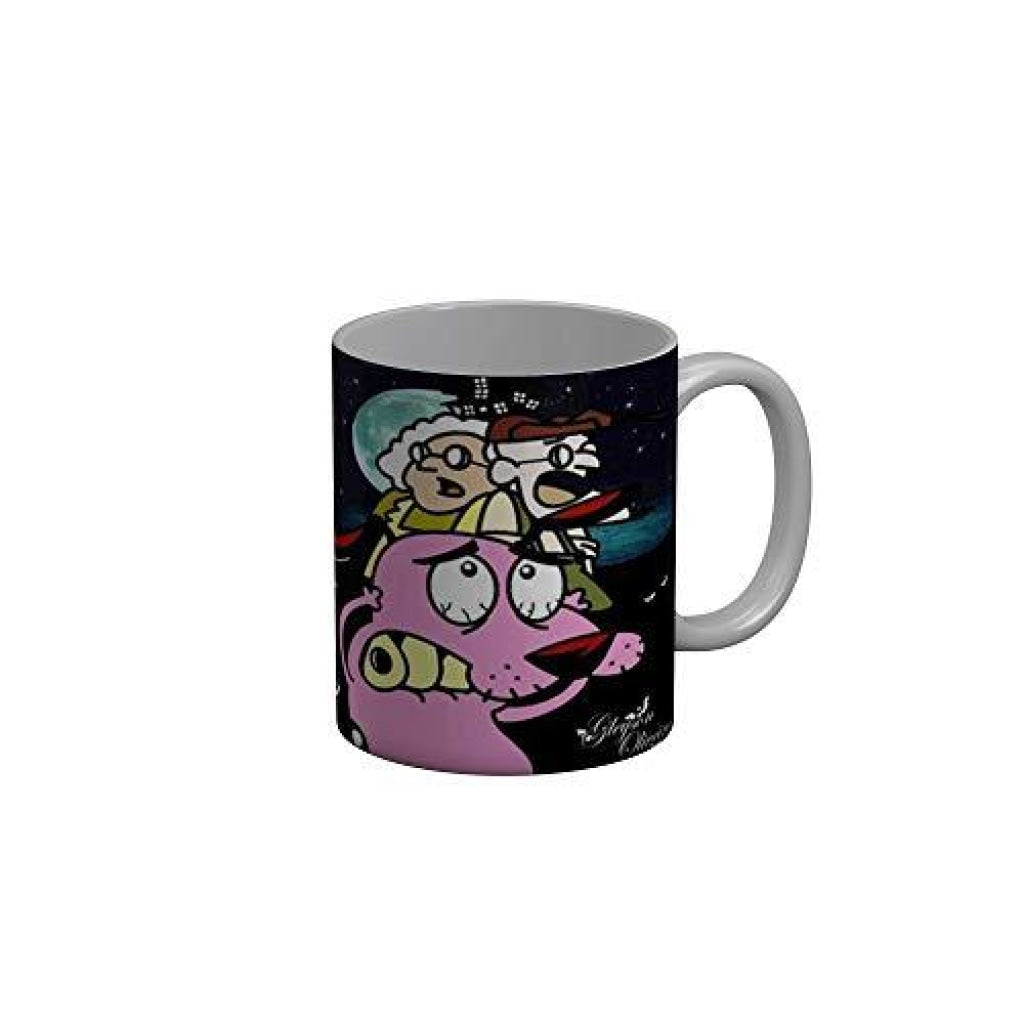 Funkydecors Courage The Cowardly Dog Cartoon Ceramic Mug 350 Ml Multicolor Mugs