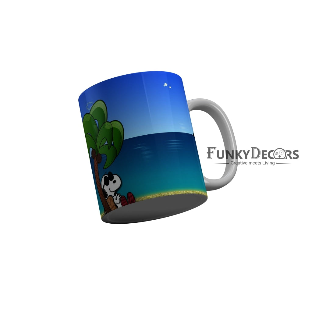 FunkyDecors Dog At Beaches Cartoon Ceramic Coffee Mug