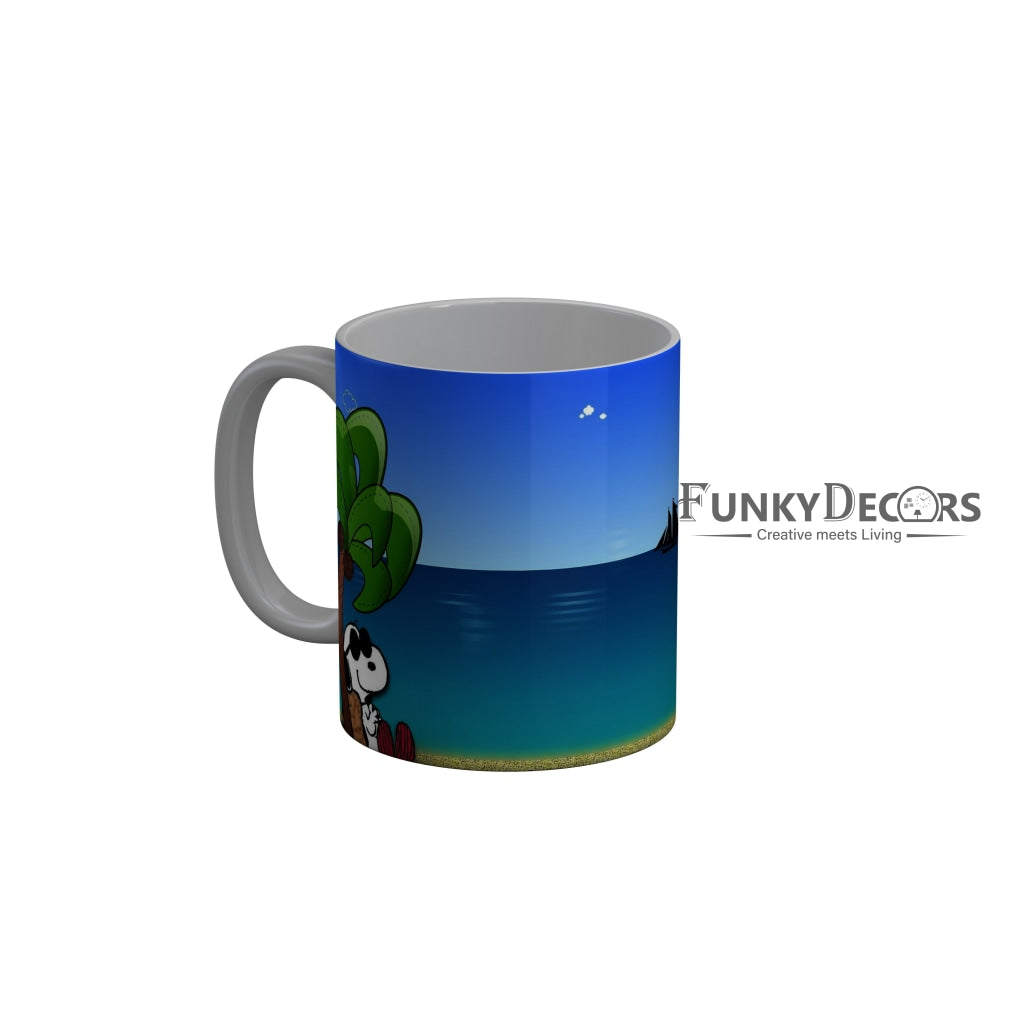 FunkyDecors Dog At Beaches Cartoon Ceramic Coffee Mug