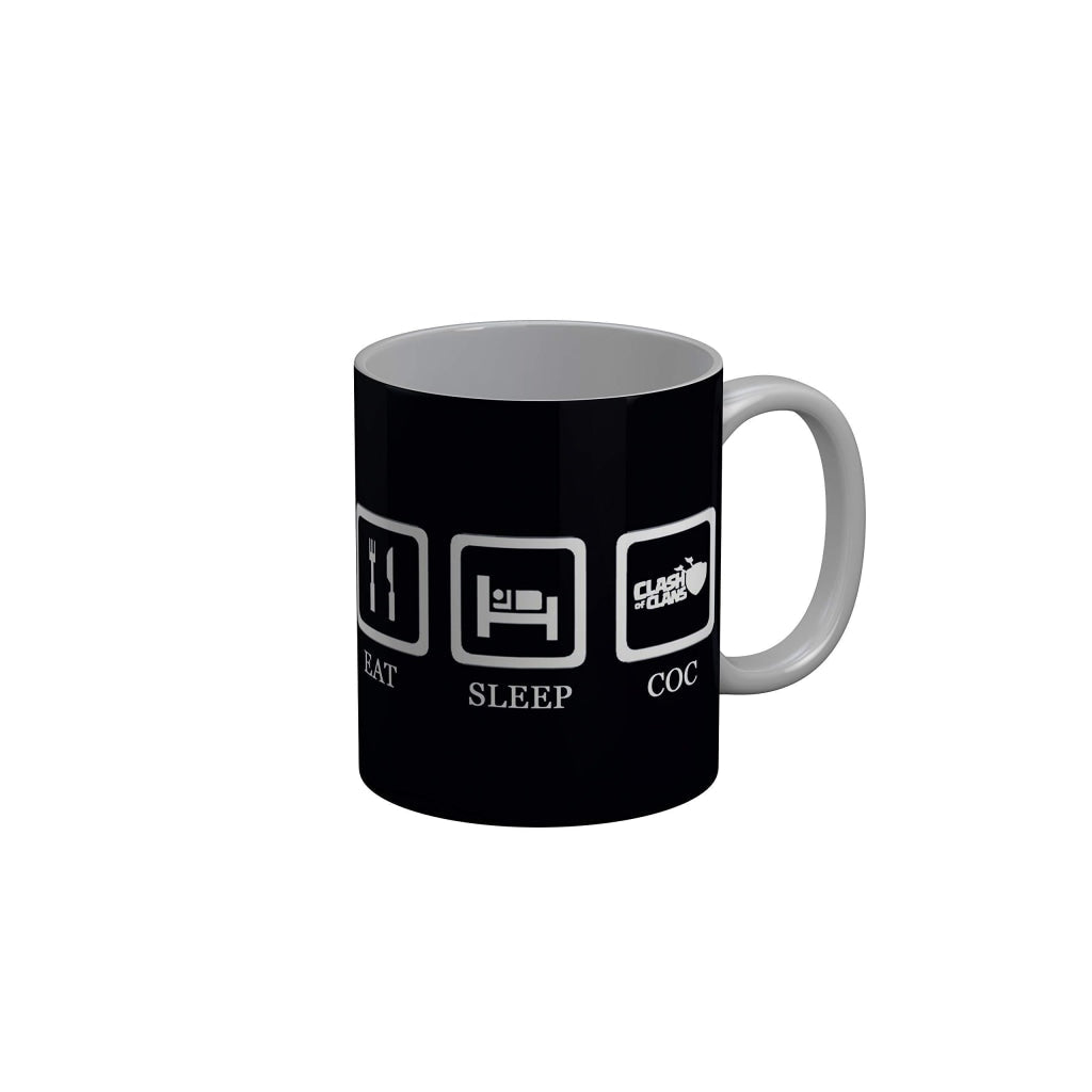 Funkydecors Eat Sleep Clash And Clans Black Funny Quotes Ceramic Coffee Mug 350 Ml Mugs