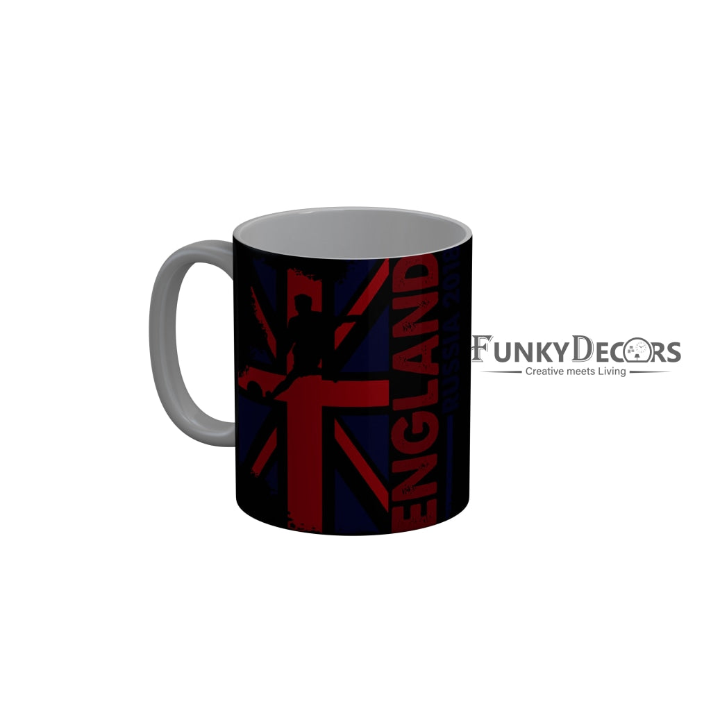 FunkyDecors England Russia 2018 Black Ceramic Coffee Mug, 350 ml