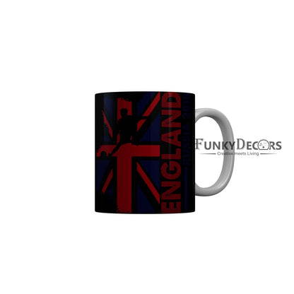 FunkyDecors England Russia 2018 Black Ceramic Coffee Mug, 350 ml