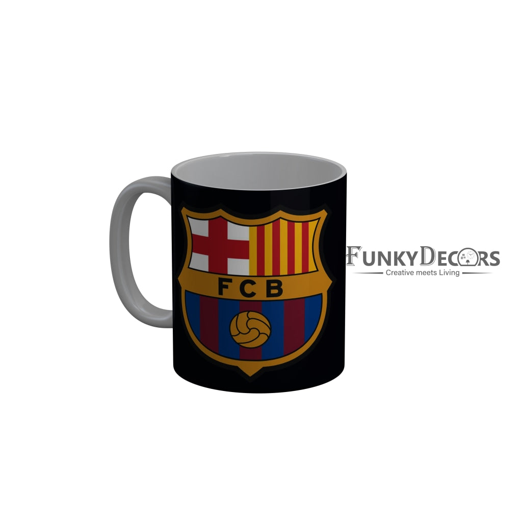 FunkyDecors FCB Black Ceramic Coffee Mug, 350 ml