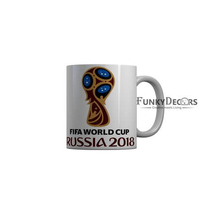 FunkyDecors Fifa World Cup Russia 2018 White Ceramic Coffee Mug, 350 ml
