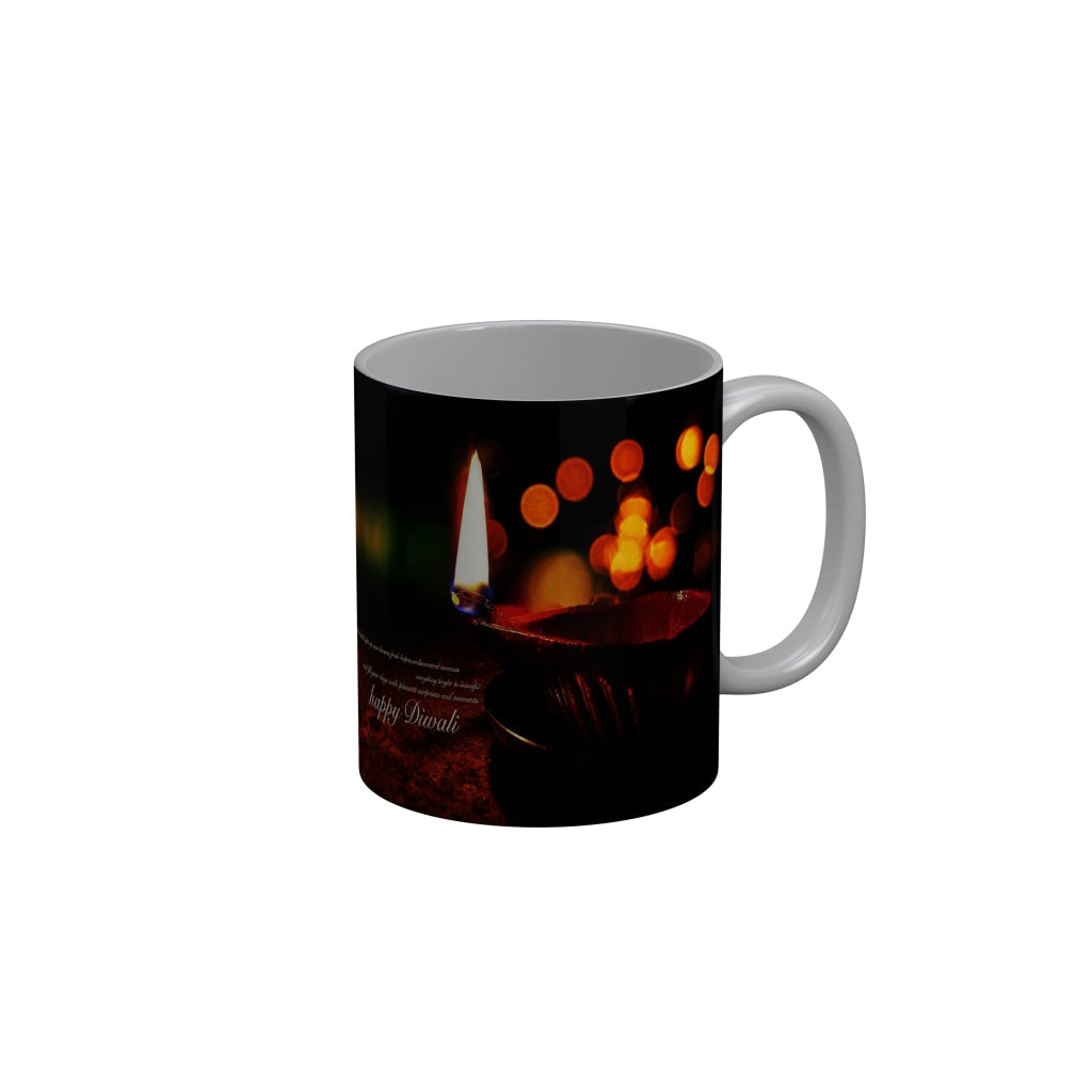 FunkyDecors Fill your day with pleasant suprises and moments Happy Diwali Ceramic Mug, 350 ML, Multicolor