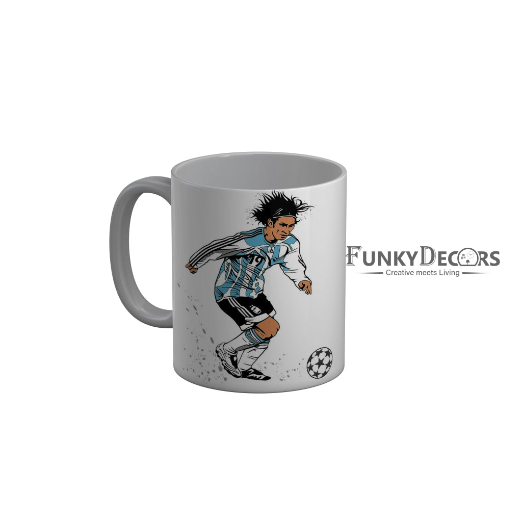 FunkyDecors Footballer White Ceramic Coffee Mug, 350 ml