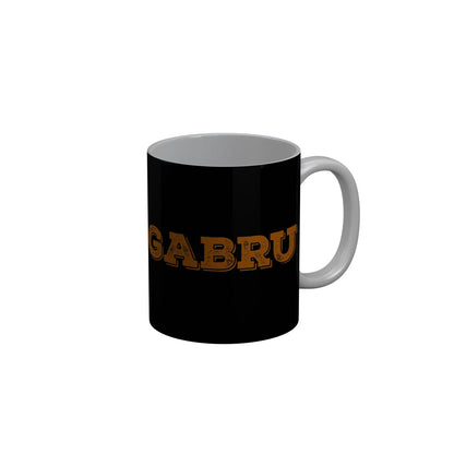 FunkyDecors Gabru Black Quotes Ceramic Coffee Mug, 350 ml