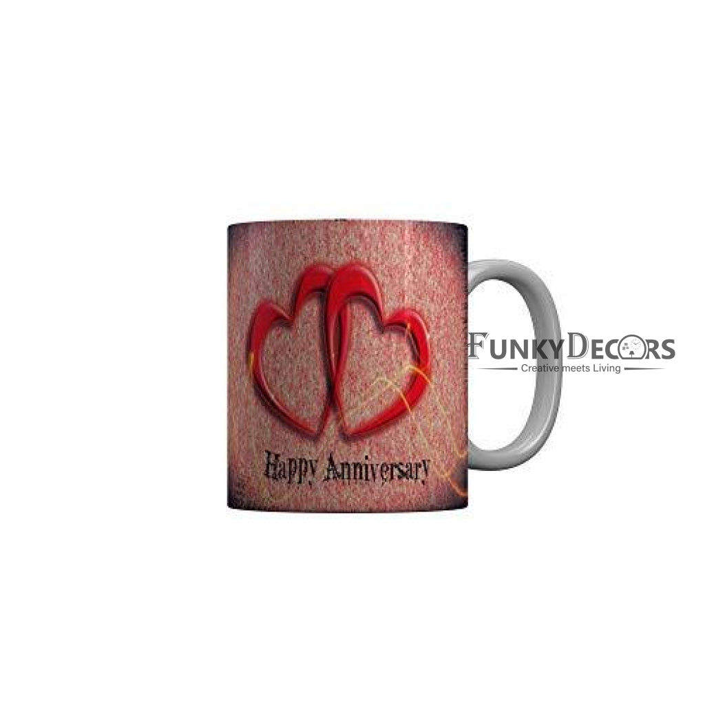 Funkydecors Happy Anniversary Ceramic Mug 350 Ml Multicolor Mugs