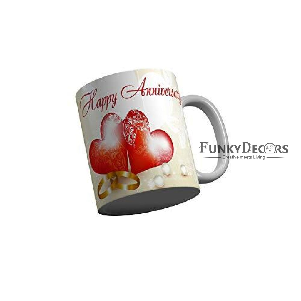 Funkydecors Happy Anniversary Ceramic Mug 350 Ml Multicolor Mugs