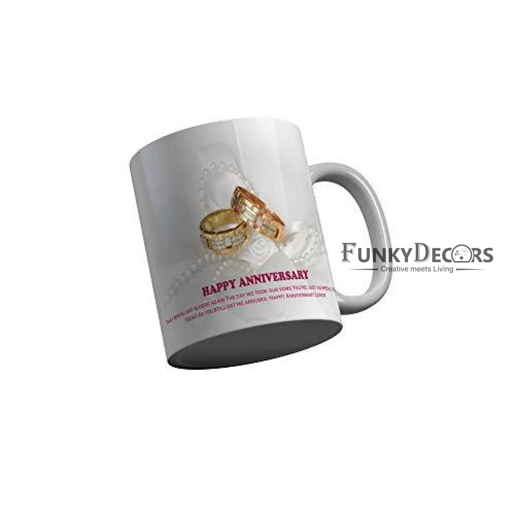 Funkydecors Happy Anniversary Ceramic Mug 350 Ml Multicolor Mugs