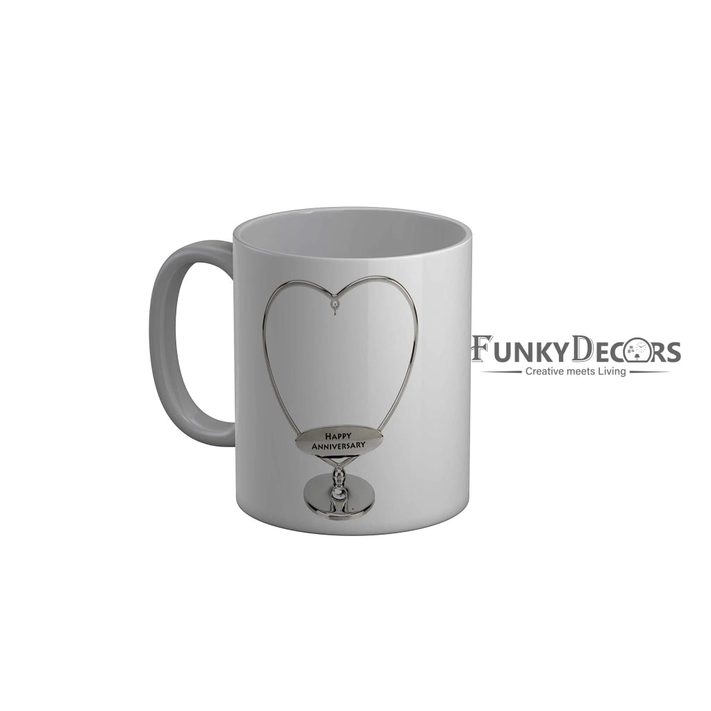 Funkydecors Happy Anniversary Ceramic Mug 350 Ml Multicolor Mugs