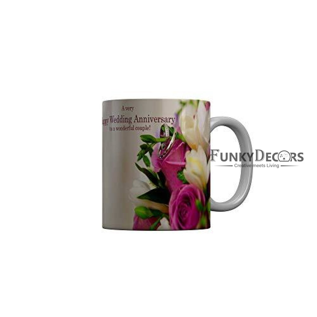 Funkydecors Happy Anniversary Ceramic Mug 350 Ml Multicolor Mugs